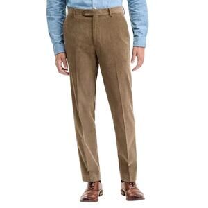 Tommy Hilfiger Men's Solid Taupe Corduroy Cotton Modern-Fit Pants Size 42x30